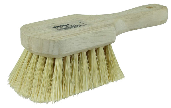 Weiler 44014 8" Utility Scrub Brush, White Tampico Fill, Short Handle, Wood