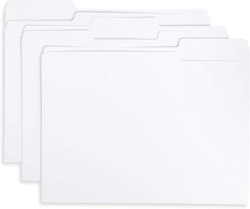 Blue Summit Supplies 100 White File Folders, 1/3 Cut Tab, Letter Size, Great for Organizing, 100 Pack