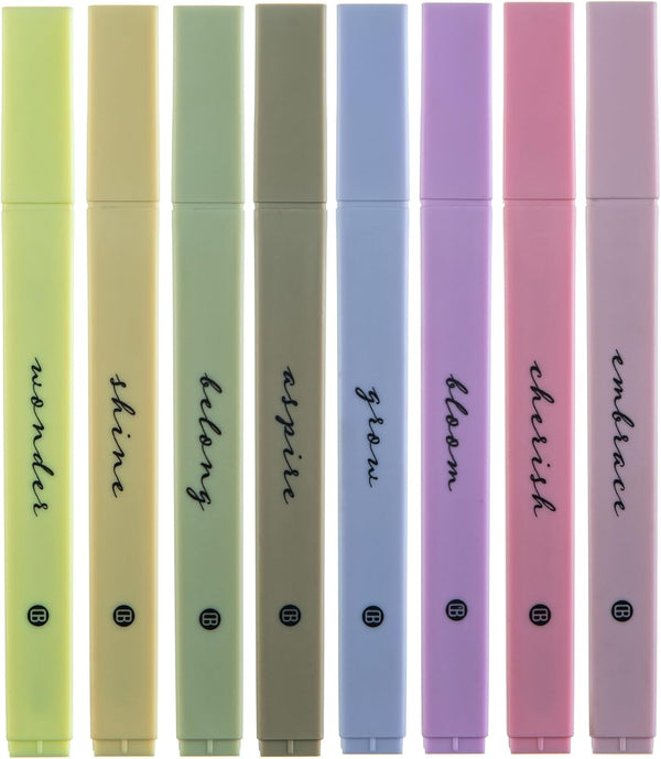 DIVERSEBEE Bible Highlighters, 8 Pack Assorted Colors, Soft Chisel Tip, No Bleed, Cute Aesthetic Markers