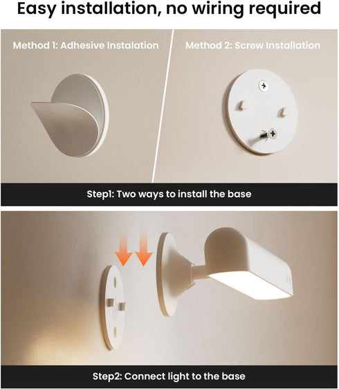 7500mAh 3 360 Dimmable 15 Colors,White,1Pack PopoIron Wall Sconce with Rechargeable Battery LED Wall Light for Bedroom