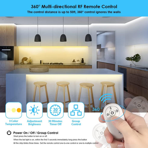 Wefomey 100ft Dimmable 24V 2700K-6500K 1800 (2 50ft) White LED Strip Lights, Bright Led Tape Light with Remote and App
