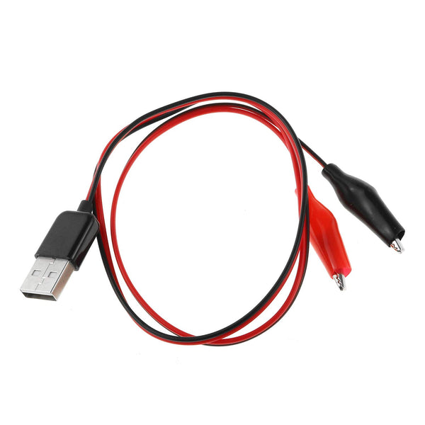 Crocodile Clamps Test Wire 50cm/19.69inch with Double Alligator Clips to USB Male Connector Cable for Circuit Testing