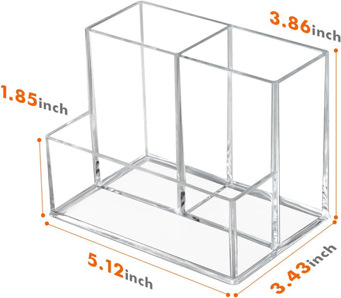 Pen Holder for Desk, Clear Acrylic Pencil Holder for Desk, Marker Holder with 3 Compartments, Pencil Organizer for Home, Office, Classroom, Bathroom by Banafich