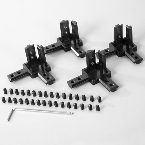 4Set 3030 Solid Connector 3-Way End Corner Bracket with M6x8mm Screws for Black Aluminum Extrusion Accessories