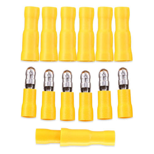Hilitchi 50Pairs Insulated Male Female Bullet Quick Splice Wire Terminals, Wire Crimp Connectors, Yellow, 12-10 Gauge