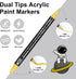 HuiSikoo 4 Pack (4 Paint Marker, Dual Tip Acrylic Paint Pens with Medium Tip and Brush Tip, Ideal for Wood, Rock