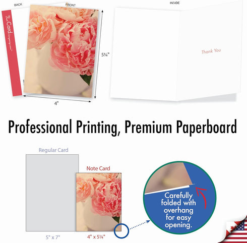 The Best Card Company 10 Assorted Thank You Notecards Bulk Box Set, 4 x 5.12 Inch with Envelopes (10 Designs)