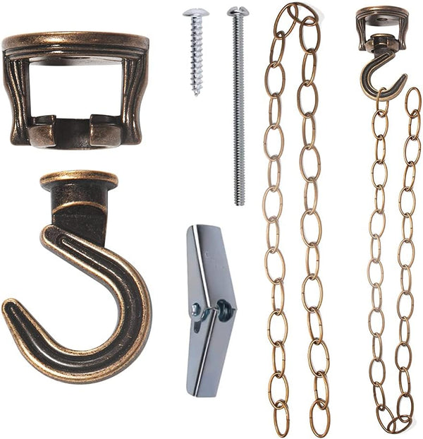 Rddconkit 2-Pack Swivel Swag Hook Metal Chain Extension, Heavy Duty Swivel Ceiling Hook