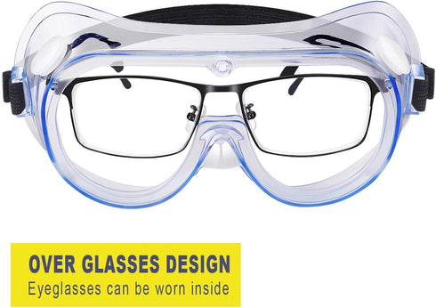 YunTuo 2 Pack Safety Goggles - Adjustable Lightweight Anti-Fog Protective Glasses for Eye Protection