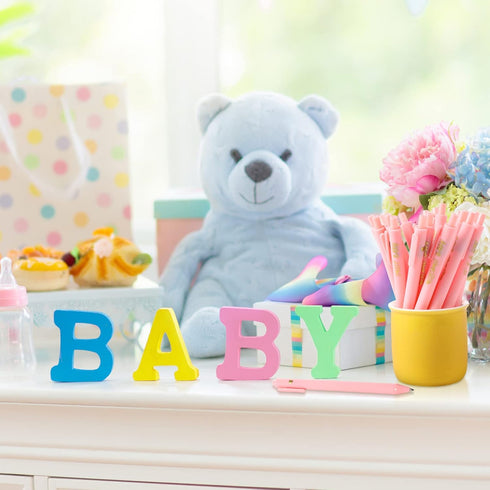 Nuanchu 50 Pcs Baby Shower Pens for Guests, It's a Boy or Girl, Retractable Baby Shower Favors (Pink, Girl Style)