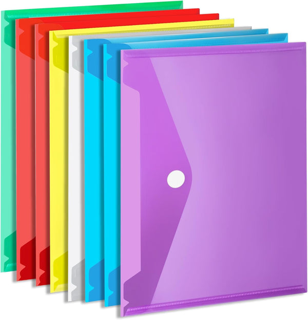 LEOBRO 8 Pack Plastic Envelopes, A4 Plastic File Folders for Document Storage, Poly Folders