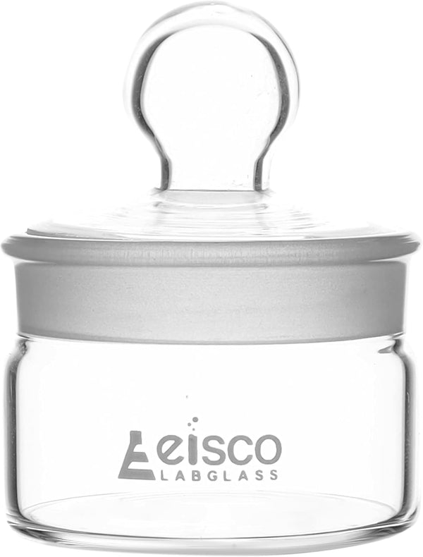 EISCO Low Form Weighing Bottle, 20ml Capacity, Borosilicate Glass with Interchangeable Ground Stopper