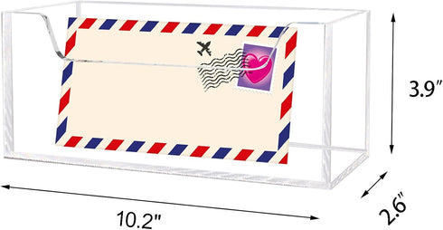 Mail Holder for Table, Acrylic Letter Holder Box for Desk or Wall Mount, Clear Mail Organizer