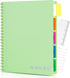 Spiral Notebook, 5 Subject College Ruled with Dividers, Pocket Tabs, Ruler, 100 Sheets, 200 Pages, 8.5''x11'' Lime