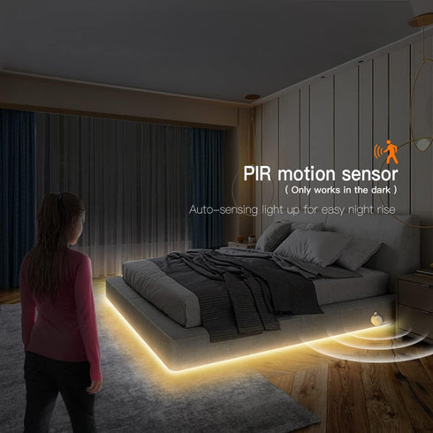 Strip,5 Lights,6.56FT/2M 3500K Motion Activated COB LED V USB Motion Sensor Neon LED Strip Waterproof LED Light Strip