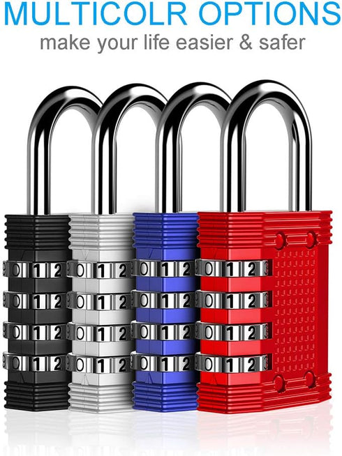 ZHEGE Locker Locks with Code, 4 Digit Combination Padlock for Gym, School, Storage, 2 Pack Silver