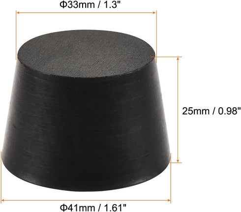 MECCANIXITY Rubber Tapered Plug 33mm to 41mm Solid Test Tubes Bungs Stopper Black for Lab Home 5 Pieces