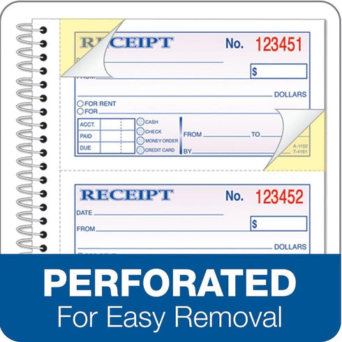 Tops 2-Part, 11 5.25 Inches, 4 200 Sets (4161) Money/Rent Receipt Book, Carbonless, x Receipts/Page, per Book , White