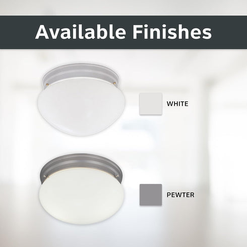 2-Lights 9 Inch 4732-WH DESIGNERS FOUNTAIN Flush Mount Ceiling Light, Lighting Fixture for Kitchen, Bedroom, Bathroom