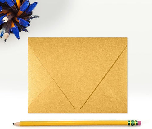 LUXPaper A2 Contour Flap Invitation Envelopes | Gold Metallic | 4 3/8" x 5 3/4" | 80lb. Text | 50 Qty