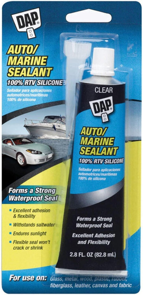 Dap 00694 2.8-Ounce Clear Silicone Rubber Auto/Marine Sealant, Pack of 2