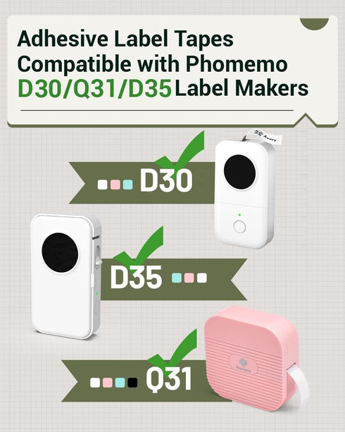 Pholala 1440 mm 160 3Packs, D30 Thermal Label Maker Paper Labels/Roll White Compatible for Phomemo Label Maker