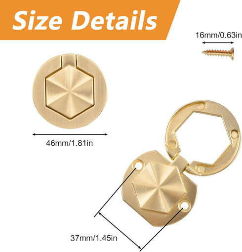 4Pcs Hexagon Pocket Doors Drawer Handle Flush Ring Pull, Zinc Alloy Gold Knobs Hidden Concealed Furniture Handle for Cabinets, Closets, Drawers by MOROBOR