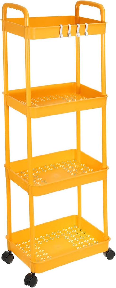 PATIKIL 4-Tier Rolling Utility Cart with Handle, Storage Shelves Organizer Cart Movable
