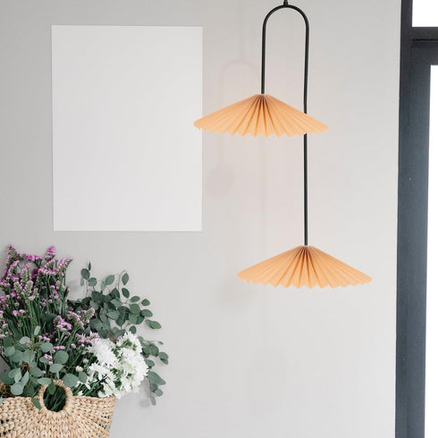 Retro Pleated Table Lamp Shade - Khaki Fabric Lampshade for Bedside, Floor & Desk Lamps - Elegant Accordion Style Light