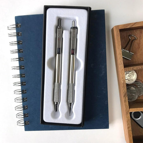 Zebra Pen M/F 701 Stainless Steel Mechanical Pencil and Ballpoint Pen Set - Fine Point, 2-Pack