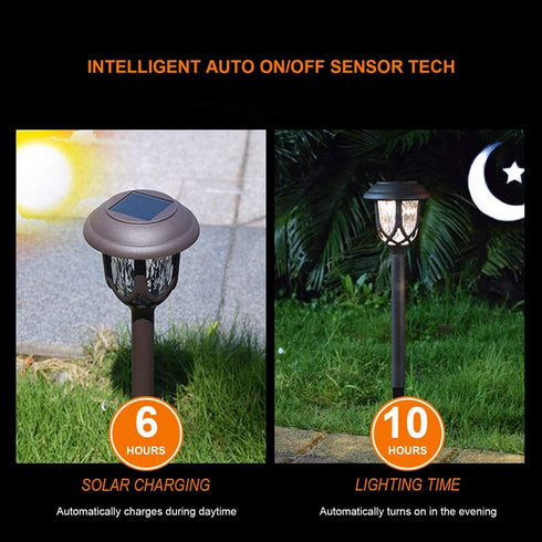 EXCMARK 10 Pack Solar Lights Outdoor Decorative Garden Yard Lights for Pathway Walkway Sidewalk Driveway. (Brown, Warm