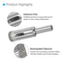 Diamond Drill Bits Set, 5-Pieces with 5mm to 12mm Cutting Diameter for Glass Drilling Hard Materials