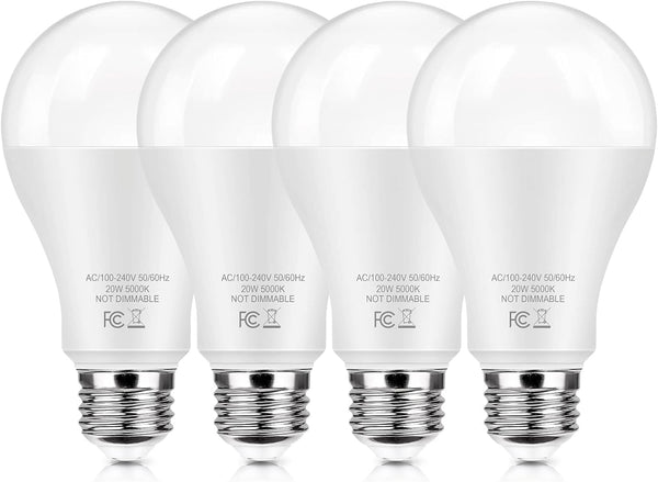 LED Light Bulbs, 150 Watt Equivalent, 2200 Lumen, Daylight White 5000K, E26 Base, 4-Pack.