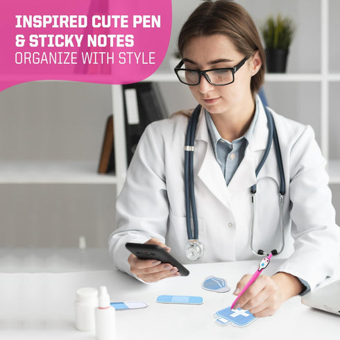 Nursing Kit Nurse Accessories for Work | Trauma Shears, Clipboard with Storage, Badge Reel, Pen Light, Sticky Notes