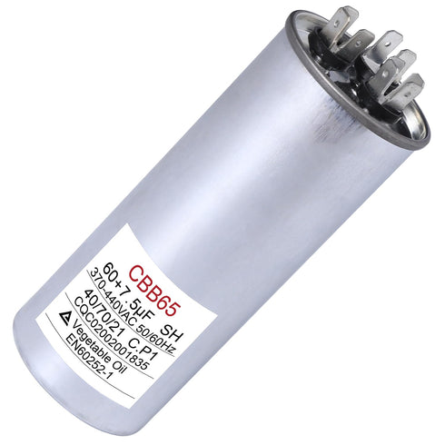 Seentech 60+7.5uF MFD 370/440VAC CBB65 Dual Run Round Capacitor Replacement for Air Conditioner