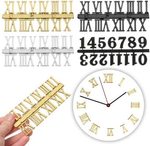 1 Set Black Clock Numerals Kit, Digital Clock Parts with Roman and Arabic Numbers for Home Improvement