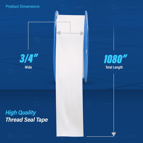 I37 PTFE Thread Seal Tape for Plumbers, White, 3/4 Inch x 1080 Inch