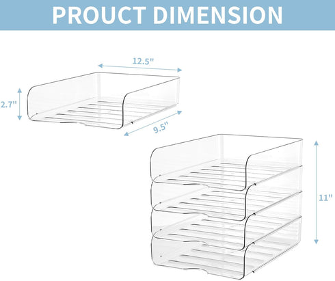 Stackable 4-Tier Paper Organizer for Desk, Clear Desk Accessories & Workspace Organizers, Ideal for Office Supplies