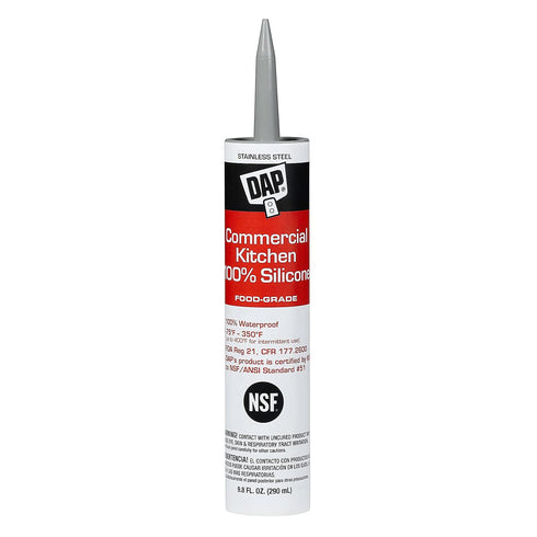 DAP 08660 Commercial Kitchen 100% Silicone Sealant, 9.8-Ounce, Stainless Steel