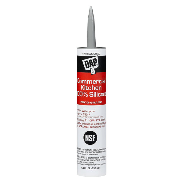 DAP 08660 Commercial Kitchen 100% Silicone Sealant, 9.8-Ounce, Stainless Steel
