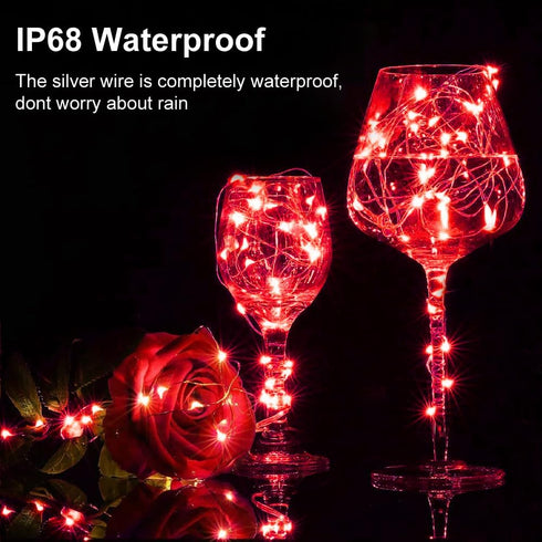 2 Pack Fairy Lights Battery Operated, 200 LED 66Ft Silver Wire Starry String Lights for Outdoor Indoor Wedding Decor