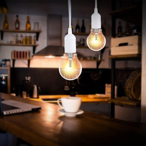 Simple Deluxe E26 5.9ft-White-3Pack Hanging Lantern Extension Cord Cable, Plug-in Pendant Light Socket with On/Off