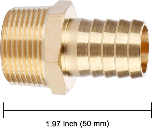 U.S. Solid Brass Hose Fitting Adapter, 3/4" Barb x 3/4" NPT Male Pipe Fittings