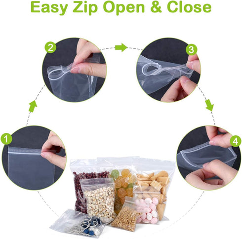Valchoose Premium Heavy-Duty Small Poly Zipper Bags, Resealable Clear Plastic Bags for Jewelry, 200pcs