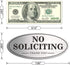 House Door No Soliciting Sign Metal, 2 Pack Silver Color, Self-Adhesive Modern Design Aluminum Signs for Office Home