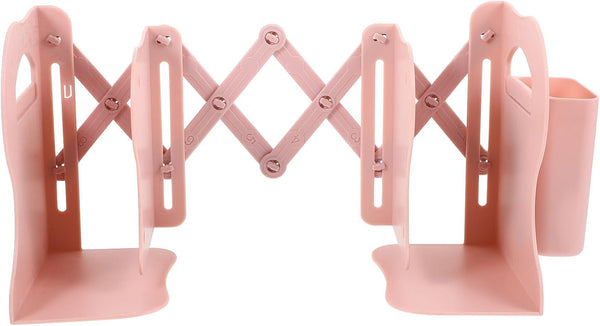 Veemoon Expandable Silicone Bookend and Desk Organizer, Small Pink Vertical Document Storage
