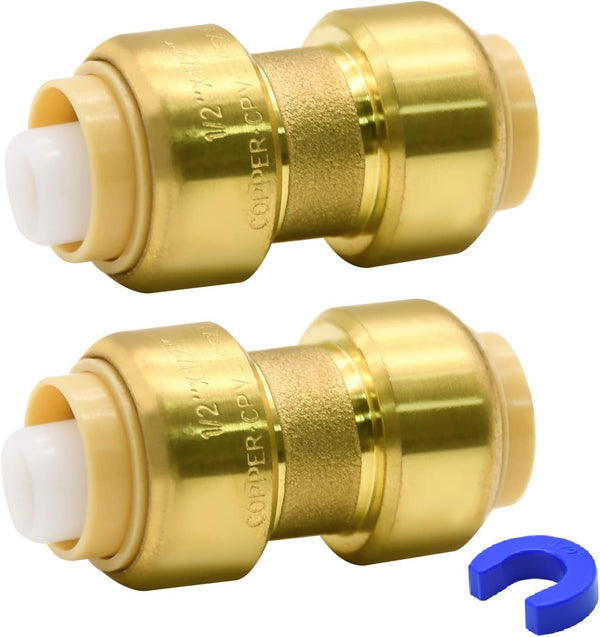2/6/12 Pack Push-to-Connect Plumbing Fittings, 1/2" Straight with Disconnect Clip