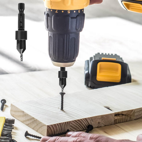 7pcs Countersink Drill Bit Set, Woodworking Countersink Bit for #6#8#10#12#16 Screws in Hard Wood Plastic