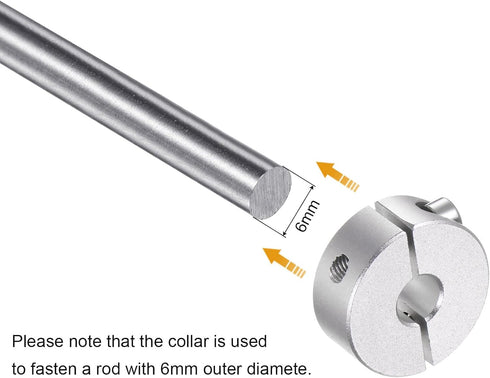 2pcs Double Split Shaft Collar Set, 6mm Shaft Clamp-On Collars, 20mm OD, 8mm Width