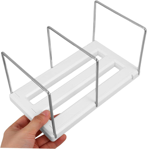 Adjustable White Expandable Bookend Stand for Office Desks and Shelves